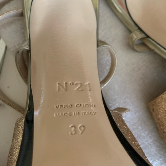 No. 21 GOLD COATED CUTOUT SANDALS SIZE 9 👠👠👠🔥🔥🔥🔥 - Picture 14 of 15